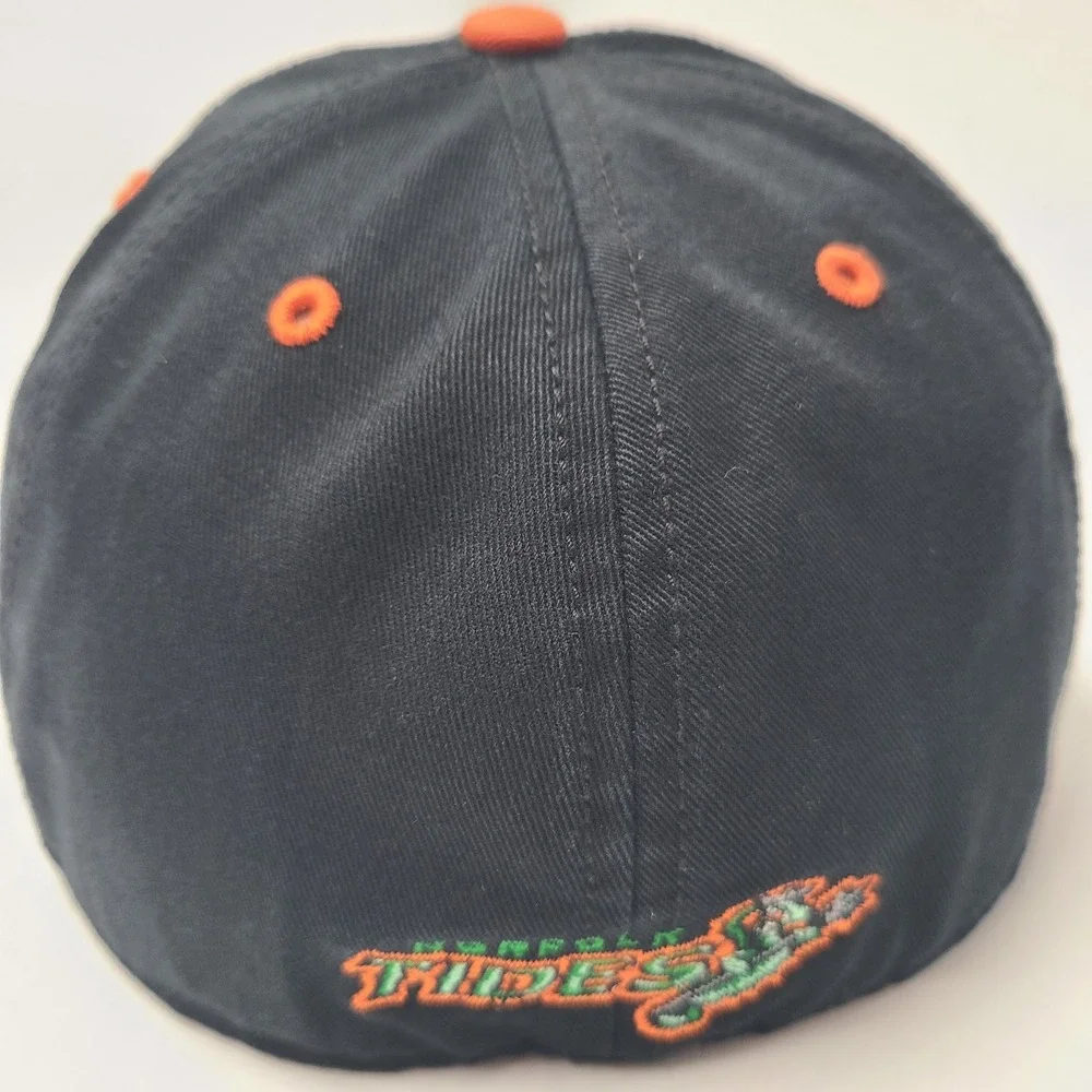 Norfolk Tides Hat Fitted M 47 Brand Franchise Black Orange MiLB Baseball Casual